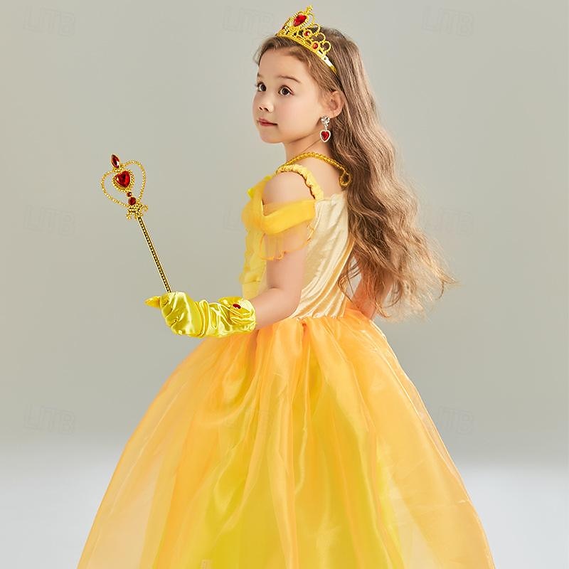 Beauty and the Beast Fairy Tale Princess Belle Flower Girl Dress Theme Party Costume Tulle Dresses Sweet Lolita Movie Cosplay for Girls' Kids Carnival Party / Evening3