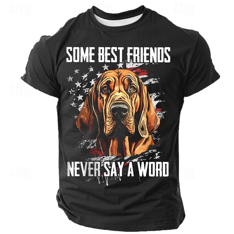 Men's Dog Lover Graphic T-Shirt: 'Some Best Friends Never Say A Word' Cane Corso & American Flag Design3