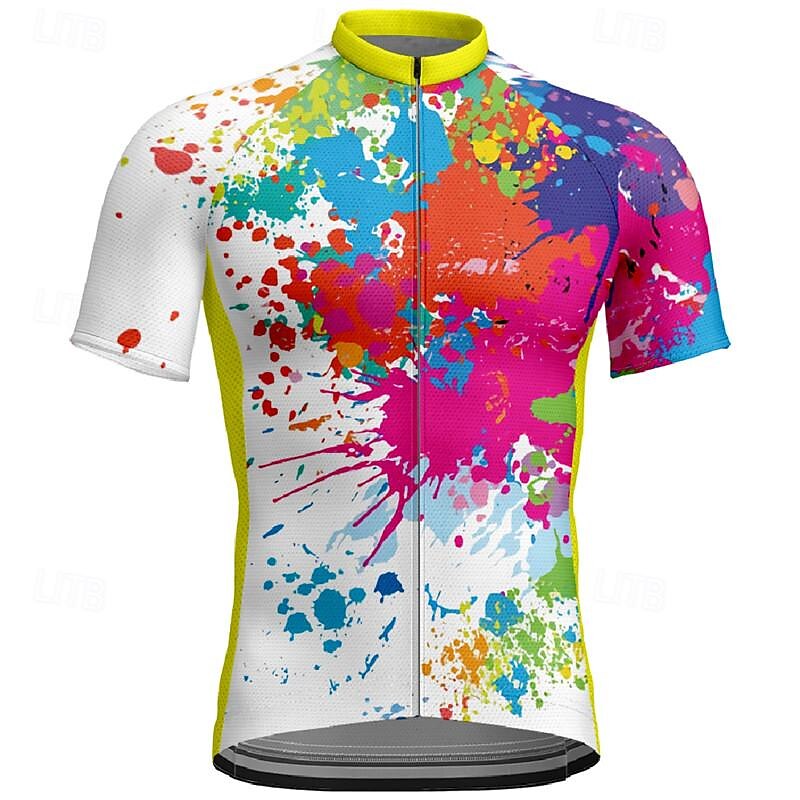 Men's Cycling Jersey Graffiti Short Sleeve Bike Tee Tshirt Jersey with 3 Rear Pockets Mountain Bike MTB Quick Dry Anatomic Design Wicking Breathable Sports White Yellow Blue Clothing Apparel2