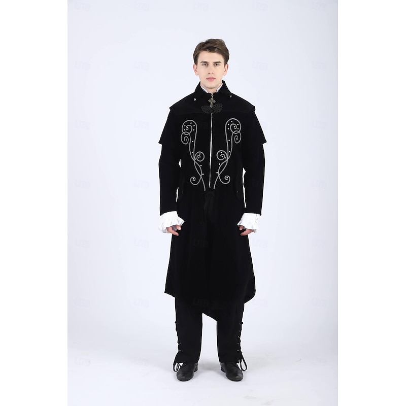 Retro Vintage Punk & Gothic Medieval Cosplay Costume Prince Vampire Nobleman Fancy Dress Men's Fantasy Royal Steampunk Halloween Carnival Masquerade Party / Evening Adults' Blouses Coat Pants2