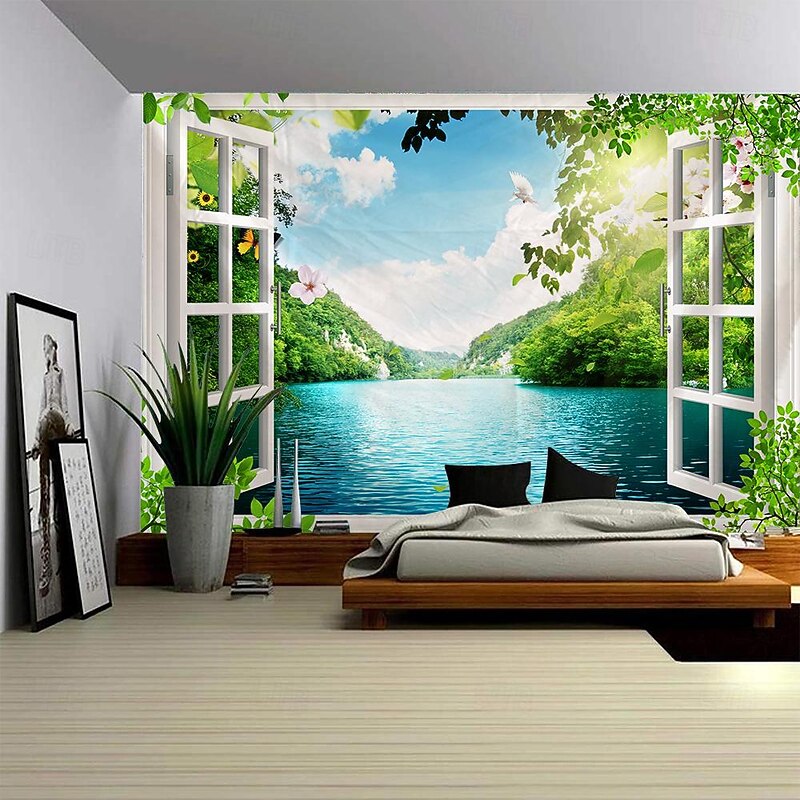 Nature Garden Theme Hanging Tapestry Wall Art Large Tapestry Mural Decor Photograph Backdrop Blanket Curtain Home Bedroom Living Room Decoration4