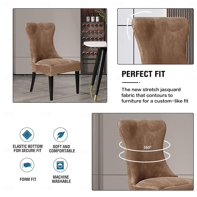 Stretch Svelvet Chair Cover High Back Dining Chair Cover Household Simple One-Piece Chair Set Hotel Chair Set Stool Cover4