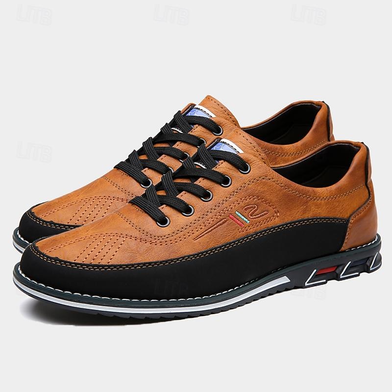 Men's Casual Leather Sneakers with Black Lace-Up Design and Comfortable Sole for Everyday Wear, Walking, and Travel3