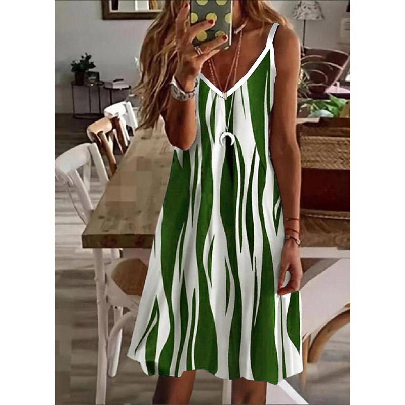 Women's Midi Dress Casual Dress Strap Dress Sundress Summer Dress Stylish Basic Sexy Vacation Daily Holiday Regular Fit Striped Sleeveless V Neck Black Wine Blue Green Summer Spring4