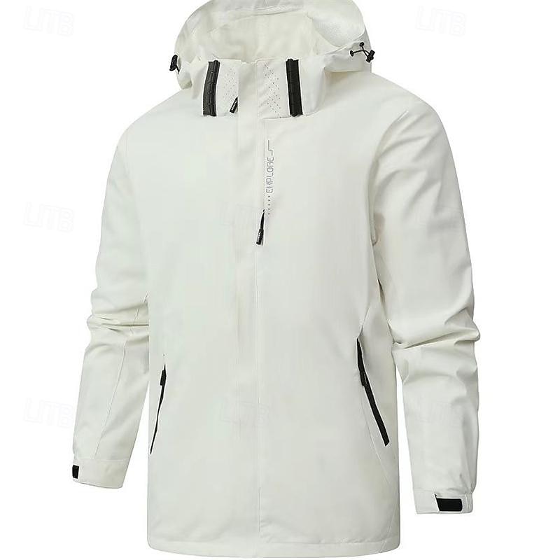 Men's Softshell Jacket Hiking Jacket Outdoor Windproof Water Resistant Hoodie Windbreaker Jacket Camping / Hiking / Caving Traveling Black White Dark Blue Grey2