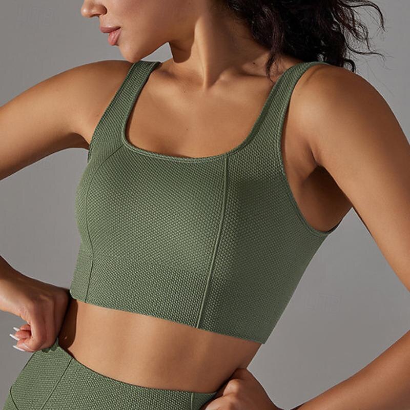 Women's Light Support Sports Bra Running Bra Open Back Bounce Control Bra Top Padded Fitness Leisure Sports Running Breathable Lightweight Soft Black White Army Green Solid Colored2
