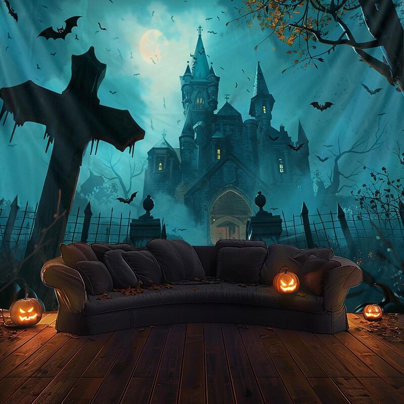 Halloween Decorations Graveyard Hanging Tapestry Wall Art Large Tapestry Mural Decor Photograph Backdrop Blanket Curtain Home Bedroom Living Room2