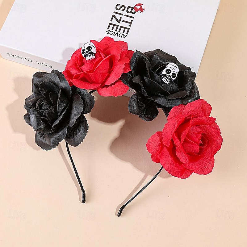 Halloween skull antler headband Bar party decoration Headband hair accessories3