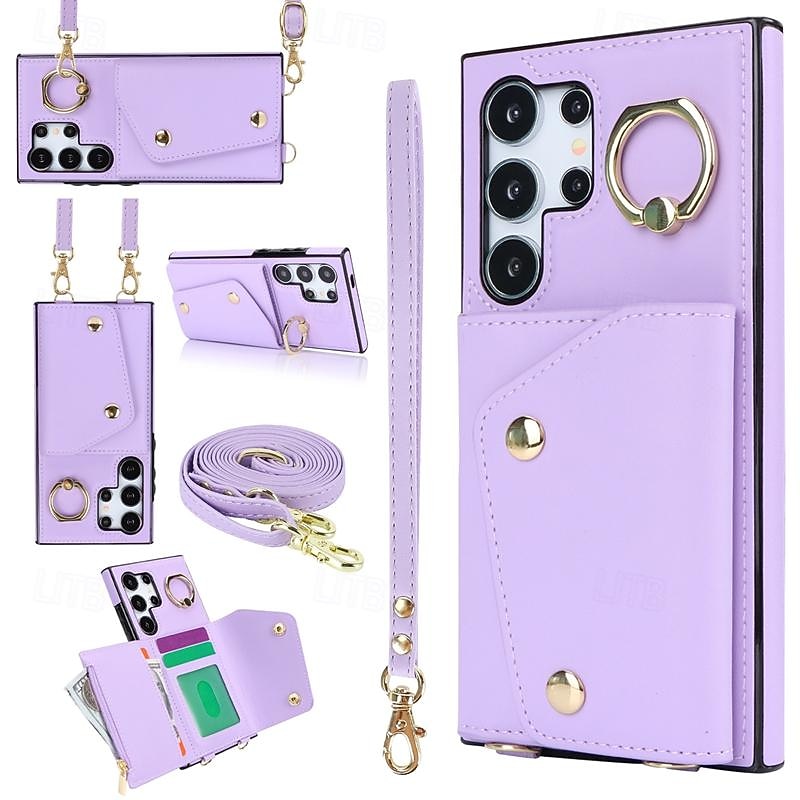 Phone Case For Samsung Galaxy S25 S24 S23 S23 FE S22 S21 Ultra Plus A55 5G A35 5G A25 A15 Wallet Case with Stand Holder Ring Holder Zipper Retro TPU Metal PU Leather2