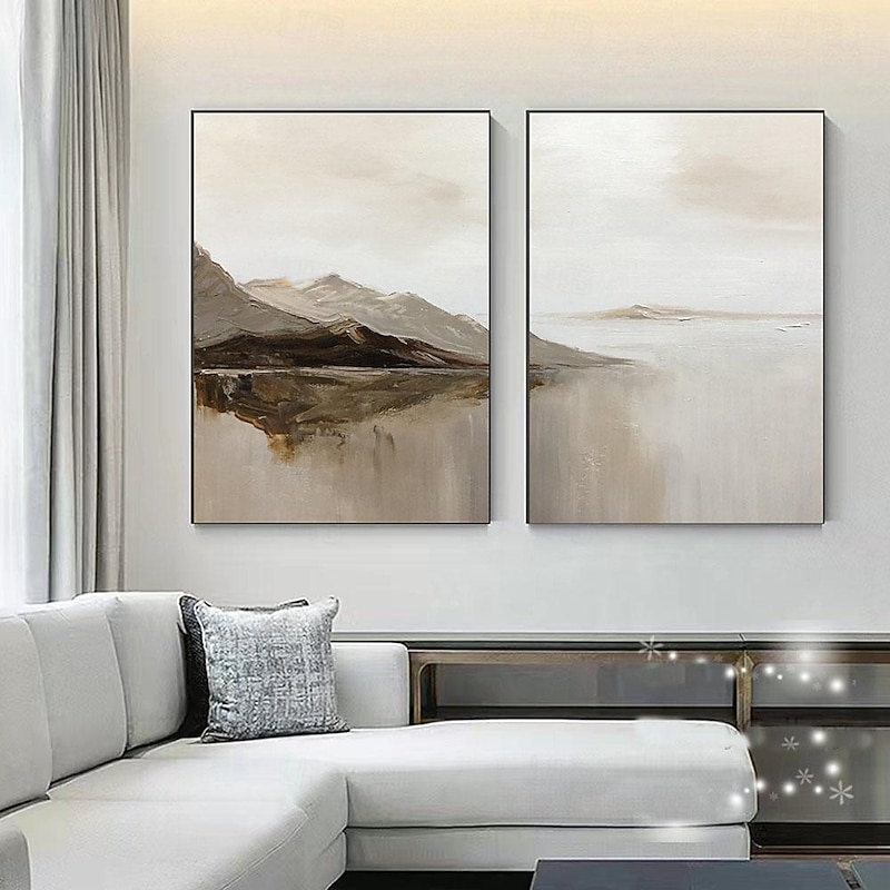 landscape Oil painting handmade Beige Abstract Painting handpainted  Beige oil Painting Brown Painting Textured Minimalist Art Mountain Art painting for Living Room bedroom wall Decor Art
