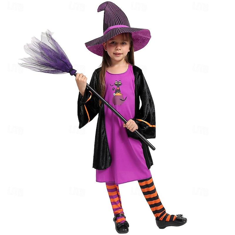 Witch Halloween Cosplay Costume Masquerade Walpurgis Night Kid's Girls' Carnival Masquerade Party / Evening Easy Halloween Costumes Dress Up2