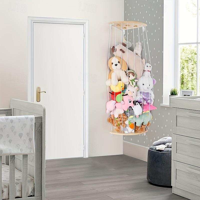 Adjustable Stuffed Animal Storage Organizer Cuddly Toy Storage Plush Toy Storage Hanging Soft Toys Shelf for Bedroom Living Room Children's Room Nursery Shelves3