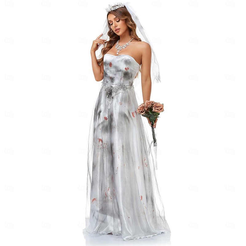 Zombie Ghost Bride Halloween Cosplay Costume Party Costume Masquerade Outfits Cosplay Adults' Women's Masquerade Mardi Gras Performance Party Halloween Easy Halloween Costumes Dress Up4