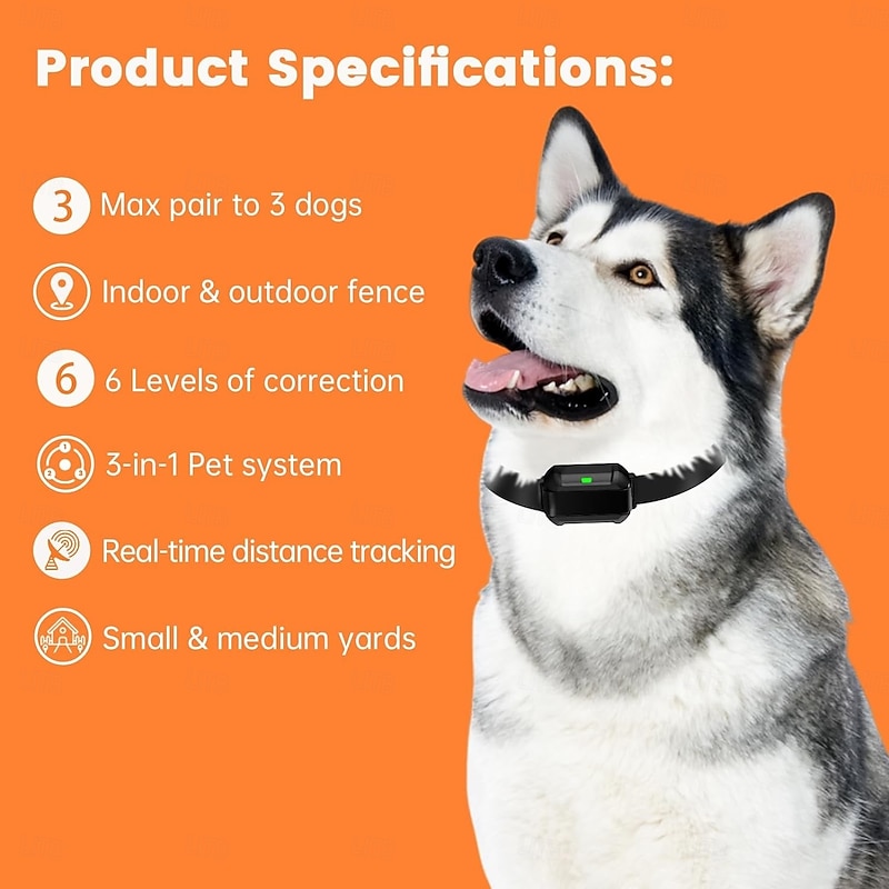 Wireless Dog Fence System Indoor & Outdoor Use 1 Acre High-precision Radar Electric Dog Fence System Real-time Monitoring 9-26in Medium & Large Breeds Not Limited by GPS Signal (For one dog)4