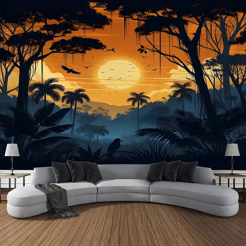Nature Sunset Landscape Hanging Tapestry Wall Art Large Tapestry Mural Decor Photograph Backdrop Blanket Curtain Home Bedroom Living Room Decoration3