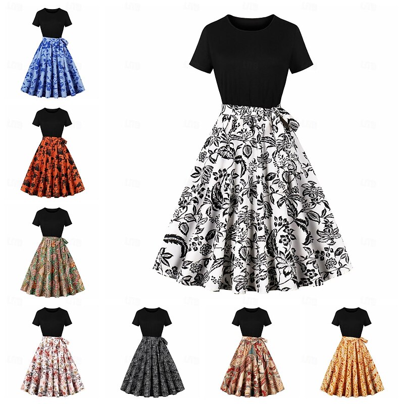 Retro Vintage 1950s Cocktail Dress Dress A-Line Dress Floral Dress Floral Fancy Dress Women's Carnival Masquerade Casual Daily Bachelorette Party Adults' Dress Homecoming Dresses