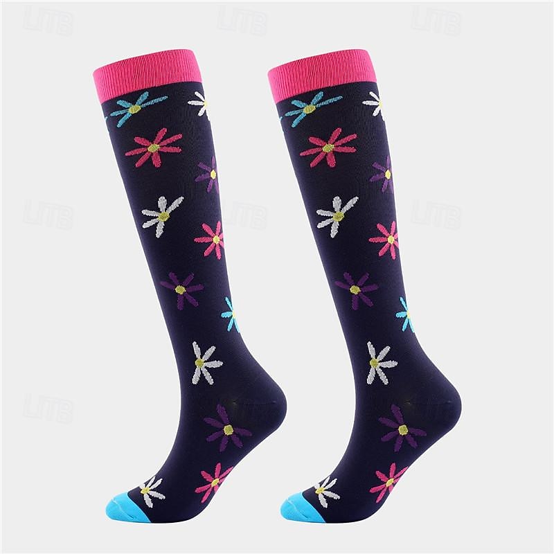 Compression Socks Athletic Sports Socks Running Socks 1 Pair Color Block Women's Tube Socks Breathable Sweat wicking Comfortable Gym Workout Basketball Running Jogging Cycling Sports Heart Multi