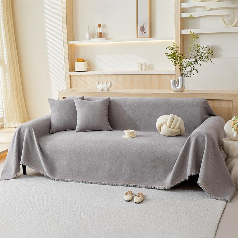Sofa Blanket Solid Color Jacquard Polyester Slipcovers4