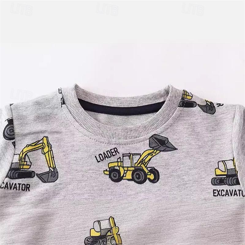 Boys 3D Cartoon Sweatshirt Long Sleeve Spring Fall Fashion Basic Little Kids(4-7ys) 4-7 Years Crew Neck Outdoor Casual Daily Regular Fit4