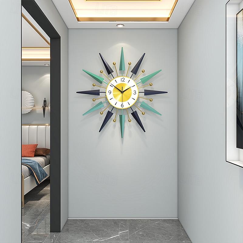 Home Metal Wall  Clock for Living Room Decor Sunburst Modern Silent Clocks Mid Century Design3