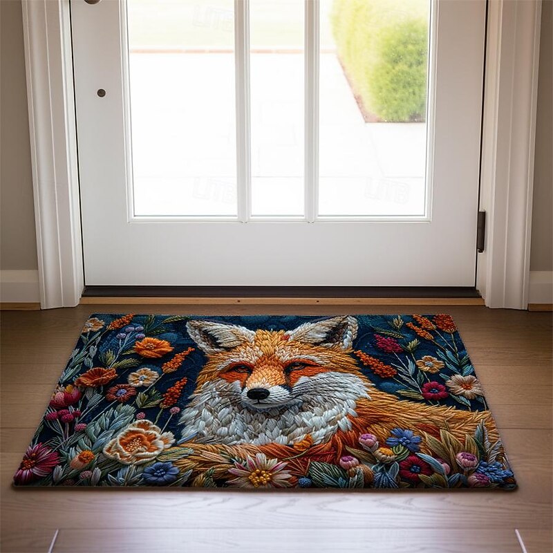 Autumn Quilt Fox Doormat Kitchen Mat Floor Mat Non-Slip Area Rug Oil Proof Rug Indoor Outdoor Mat Bedroom Decor Bathroom Mat Entrance Rug3