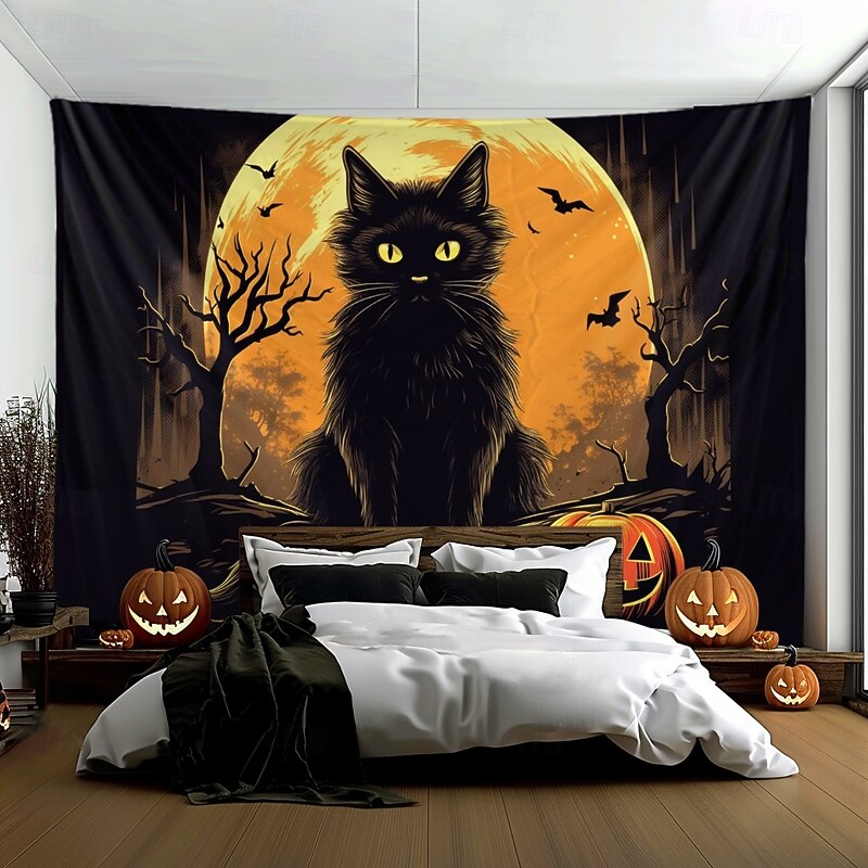 Cat Hanging Tapestry Wall Art Large Tapestry Mural Decor Photograph Backdrop Blanket Curtain Home Bedroom Living Room Decoration Ghost2