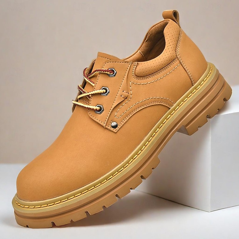 Men's Durable Tan Work Boots, Stylish and Comfortable for Everyday Wear