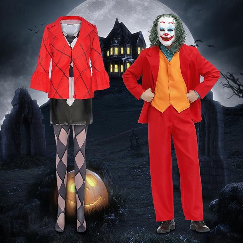 Couples Joker Joker: Folie à Deux Harley Quinn Joker Clown Cosplay Costume Outfits Halloween Group Couples Costumes Adults Men's Women's Cosplay Party Halloween Carnival Easy Halloween Costumes