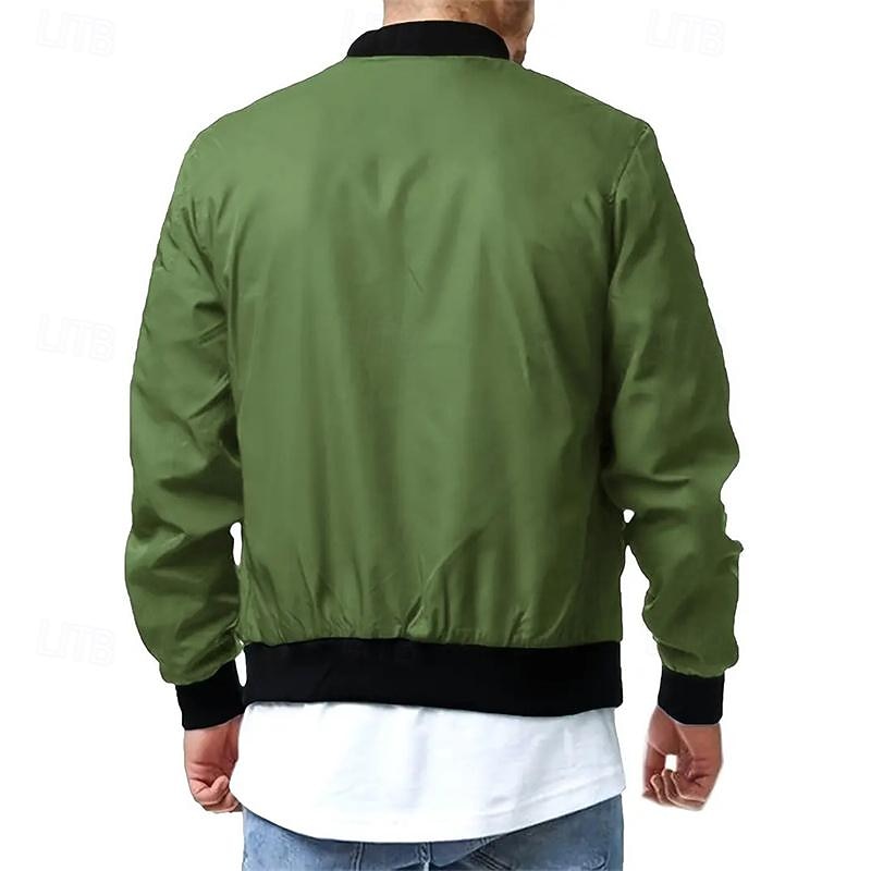 Men's Lightweight Jacket Summer Jacket Bomber Jacket Windbreaker Vacation Daily Pocket Spring &  Fall Plain Fashion Classic Stand Collar Regular Black Navy Blue Blue Brown Army Green Jacket2