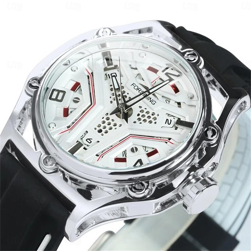 FORSINING Men Mechanical Watch Fashion Casual Wristwatch Automatic Self-winding Calendar Waterproof Decoration Silicone Gel Watch2