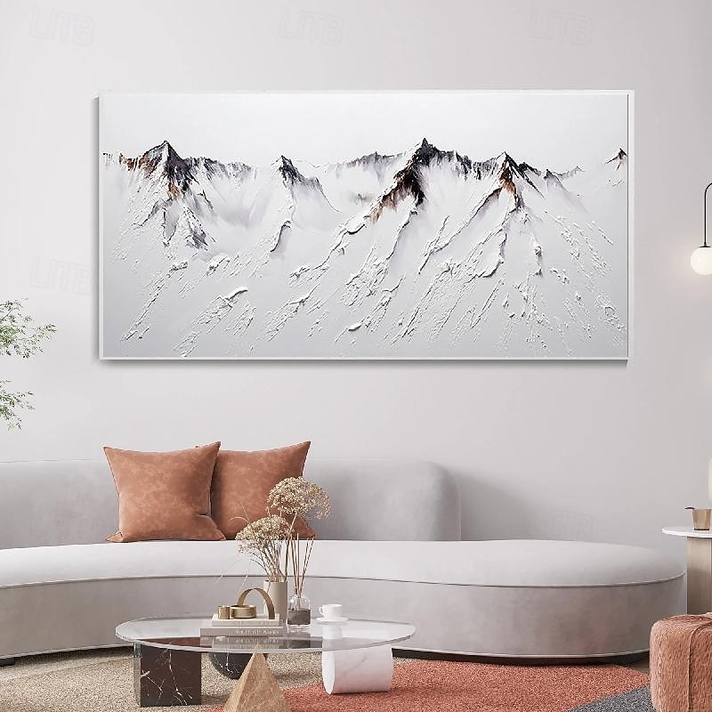 3D mountain oil painting Hand-Painted Thick Texture Oil Painting Beige White Painting On Canvas Abstract Textured oil painting for Wall Art painting for Living Room artwork