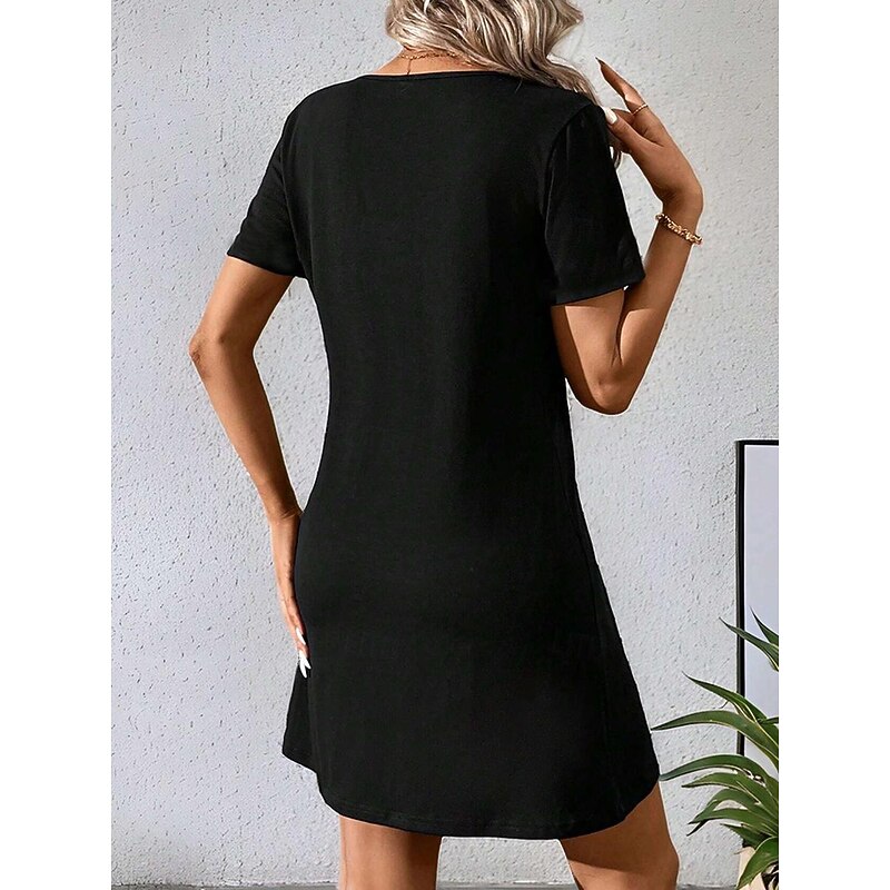 Women's Mini Dress Petite Dress T Shirt Dress Tee Dress A Line Dress Summer Dress Stylish Casual Vacation Daily Holiday Loose Fit Graphic Short Sleeve Crew Neck Orange Summer2
