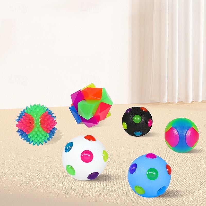 Light-up Squeaky Dog Toy Balls (6 Colors 4 Size) Puppy Chew Toys for Teething Non-Toxic Spikey Medium Large & Small Dogs Durable Aggressive Chewers