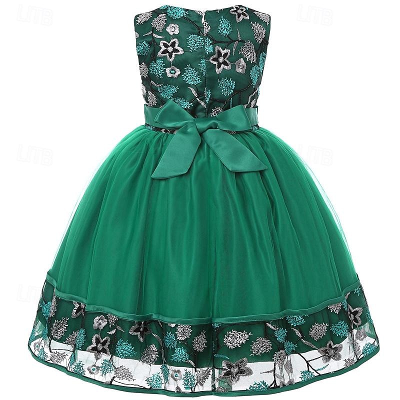 Girls' 3D Flower Flower Girl Dress Party Dress Sleeveless Summer Performance Wedding Party Princess Beautiful Sweet Kids 4-12 Years Party Dress Swing Dress A Line Dress Midi Regular Fit4