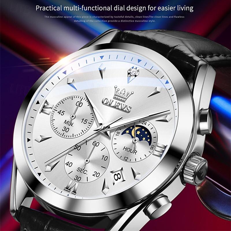 New Olevs Olevs Brand Fashion Trend Men'S Business Watch Luminous Chronograph Calendar 24 Hours Multi-Function Quartz Watch Casual Versatile Waterproof Sports Men'S Wristwatch2