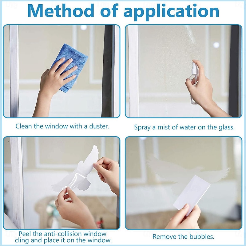 16pcs/set Hummingbird Wall Stickers and Window Decals Set , Black No-Glue PVC Glass Stickers, Anti-Collision Bird Warning Decor, Easy Peel and Stick Window Decoration2