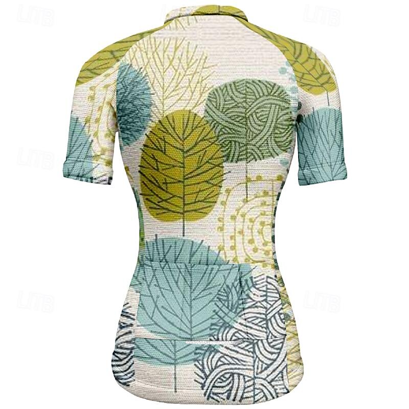 Women's Cycling Jersey Leaf Short Sleeve Bike Tee Tshirt Top with 3 Rear Pockets Mountain Bike MTB Road Bike Cycling Quick Dry Front Zipper Wicking Sports Khaki Clothing Apparel2