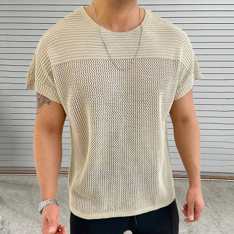 Men's T Shirt Tee Short Sleeve Shirt Knit Tee Short Sleeve Crew Neck Spring & Summer Plain Fashion Designer Basic Vacation Street Going out Black White Blue Top Tee for Men2