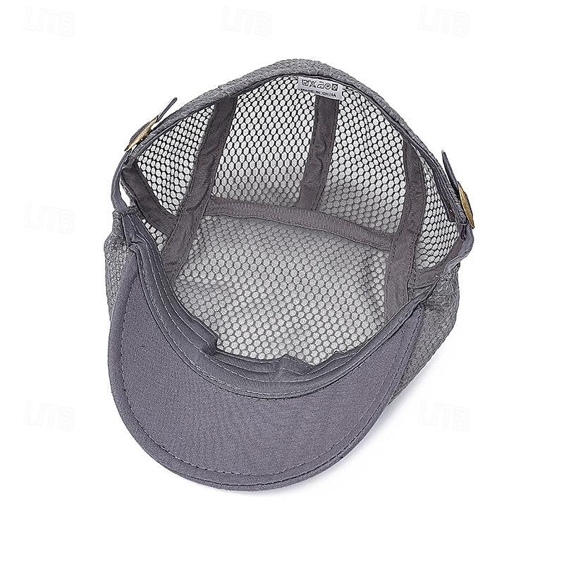 Men's Flat Cap Ascot Hat Newsboy Hat Black White Acrylic Fibers Mesh Fashion Casual Street Daily Plain Adjustable Sunscreen Breathable4