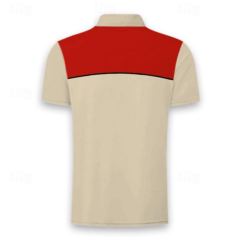 Men's Western Wear Polo Shirts Golf Shirt Short Sleeve Polo Shirts Collared Shirts Vacation Wear Party Outfits Buttons 3D Print Spring & Summer Khaki2