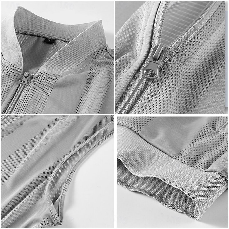 Men's Vest Gilet Fishing Vest Hiking Vest Gilet Jacket Outdoor Street Daily Going out Streetwear Casual Spring Fall Pocket Polyester Nylon Breathable Plain Zipper Stand Collar Regular Fit Black White4