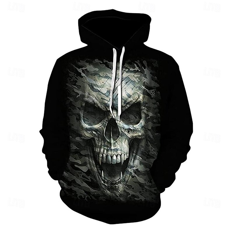 Halloween Skeleton Skull Hoodie Cartoon Manga Anime 3D Front Pocket Graphic For Couple's Men's Women's Adults' Back To School 3D Print Casual Daily3