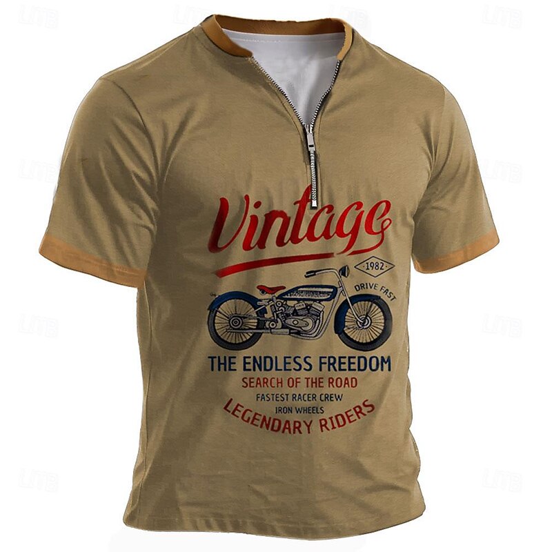 Men's T shirt Motorcycle Clothing Apparel 3D Print Street Daily Short Sleeve Polyester Vintage Cool