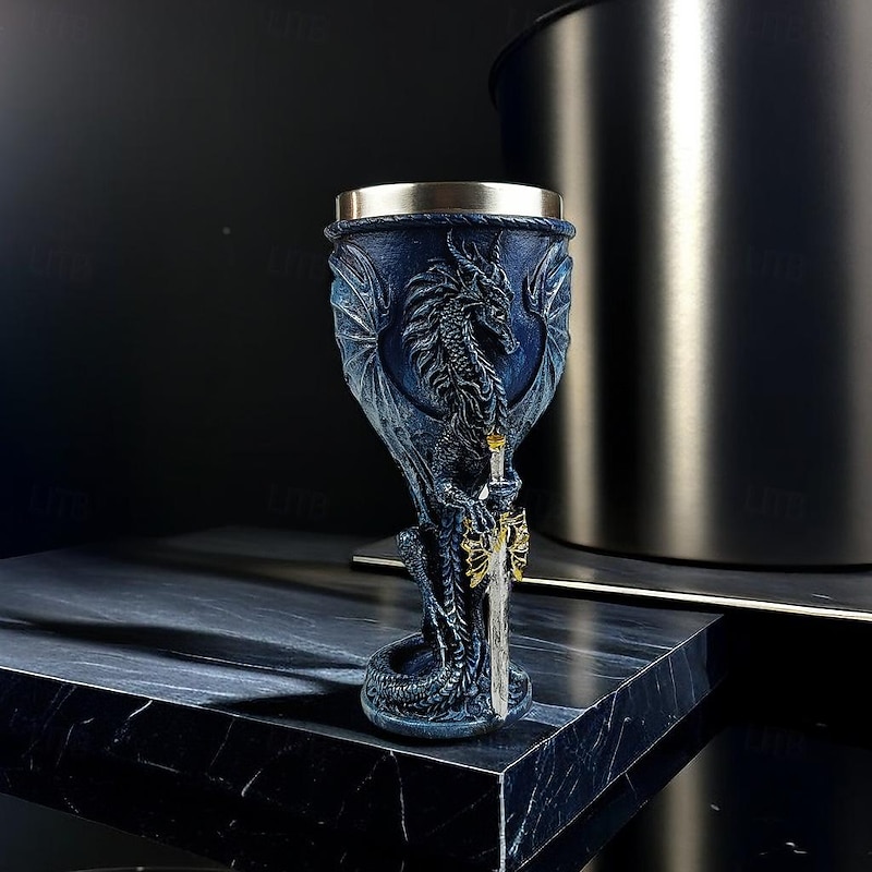 1pc, 7oz (200ml) Dragon Cup, Medieval Dragon Wine Glass, Stainless Steel Champagne Glass, Gothic Dragon Sword Goblet,  For Bar, Pub, Club, Restaurant And Home Use4