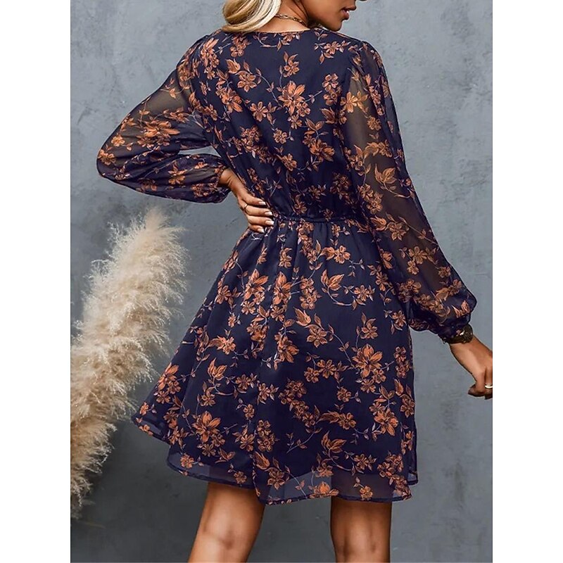Women's Casual Dress Formal Dress Floral Print V Neck Mini Dress Stylish Casual Daily Date Long Sleeve Summer 16