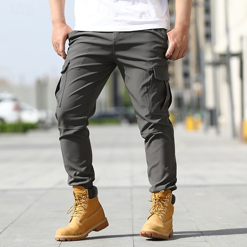 Men's Cargo Pants Tactical Pants Trousers Elastic Waist Multi Pocket Plain Wearable Outdoor Daily Camping & Hiking Fashion Classic Black Army Green4