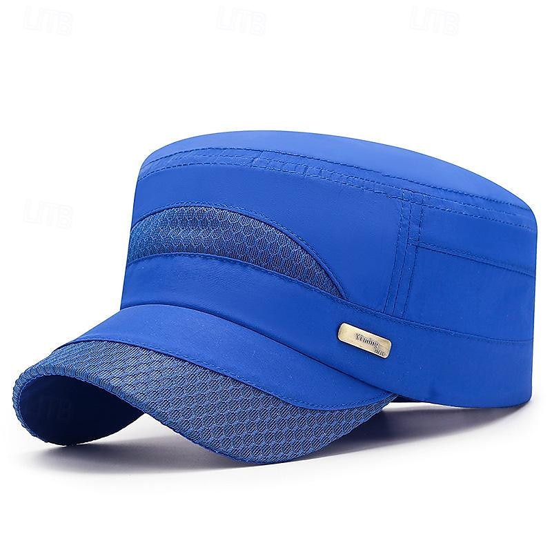 Men's Flat Cap Sun Hat Trucker Hat Navy Blue Blue Polyester Fashion Casual Street Daily Plain Adjustable Sunscreen Breathable3