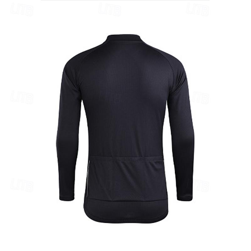Men's Cycling Jersey Solid Color Long Sleeve Bike Tee Tshirt Jersey Top with 3 Rear Pockets Mountain Bike MTB Road Bike Cycling Quick Dry Breathable Sports Black Green Dark Blue Clothing Apparel4