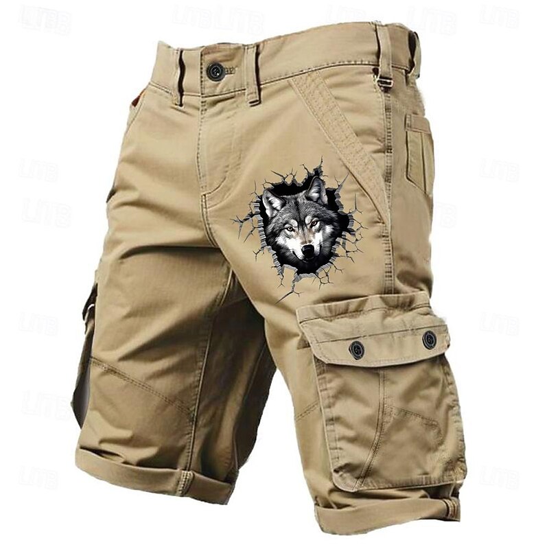 Men's Animal Optical Illusion Wolf Cargo Shorts Mid Waist Sports Fashion Designer Outdoor Sports Outdoor Casual Multi Pocket Designer Clothing Apparel3