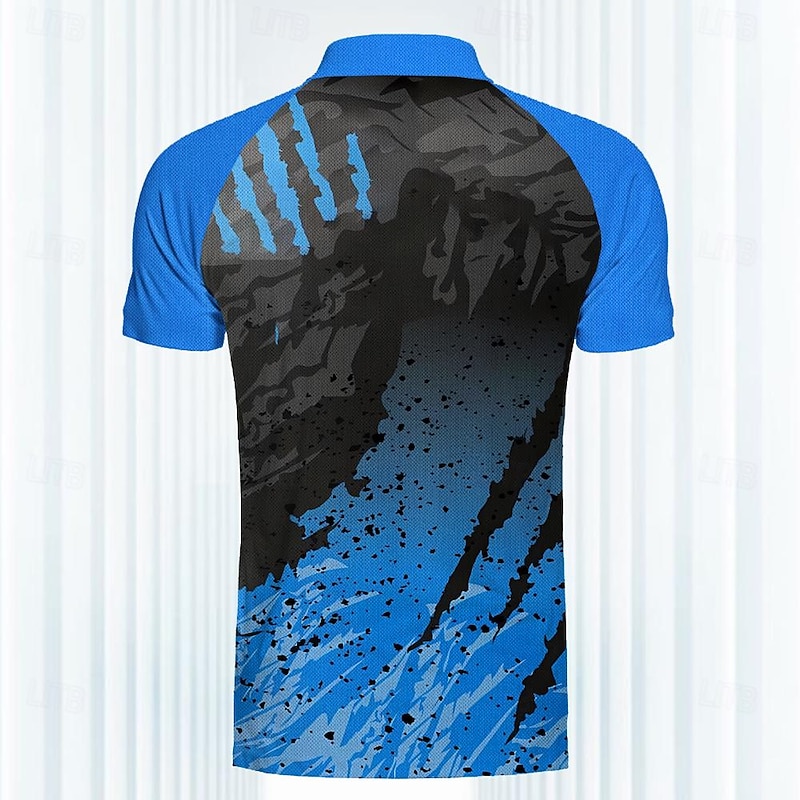 Men's Camo Sports Polo Shirts Golf Shirt Short Sleeve Polo Shirts Collared Shirts Casual Sportswear Vacation Wear 3D Print Buttons Summer Spring Blue2